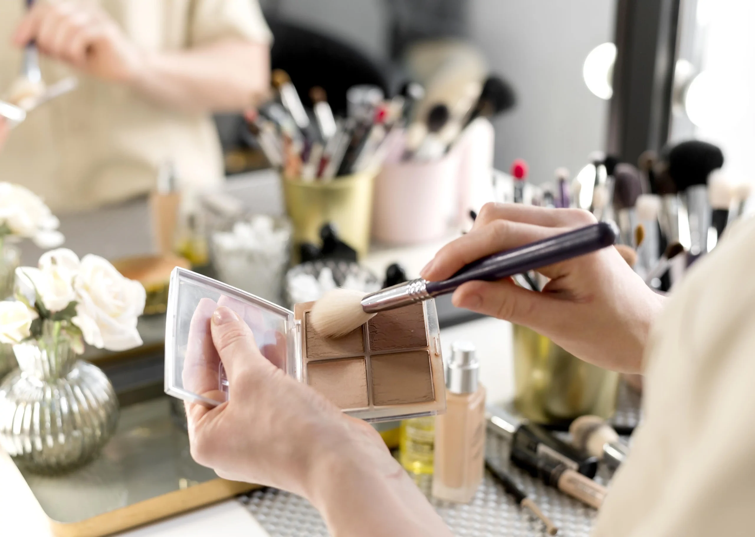Applying Beauty Products with Makeup Tools