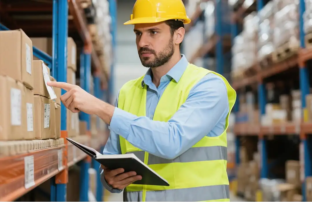 Warehouse Worker Managing Inventory for Online Order Fulfillment