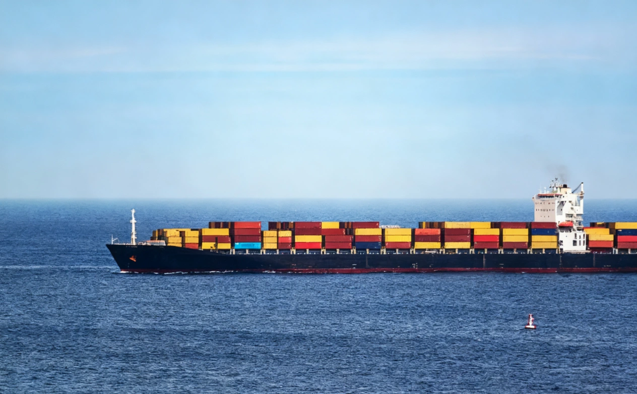 The cargo ship in transit