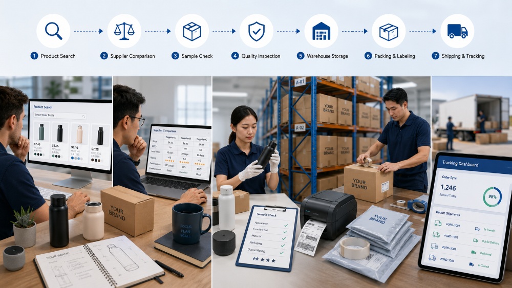 Product sourcing workflow for scalable dropshipping fulfillment