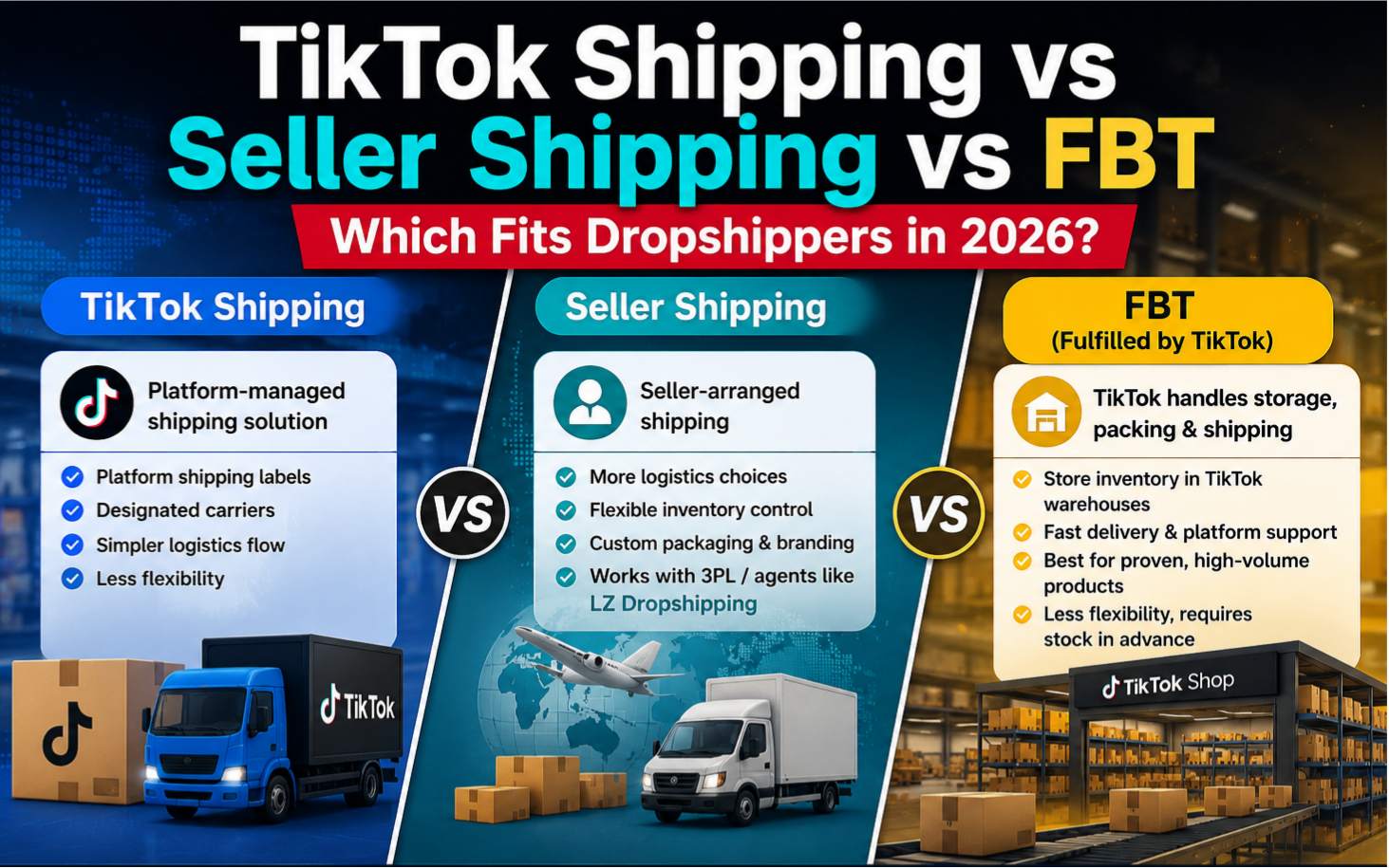 TikTok Shipping vs Seller Shipping vs FBT: Which Fits Dropshippers