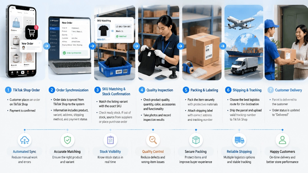 TikTok Shop dropshipping order fulfillment workflow