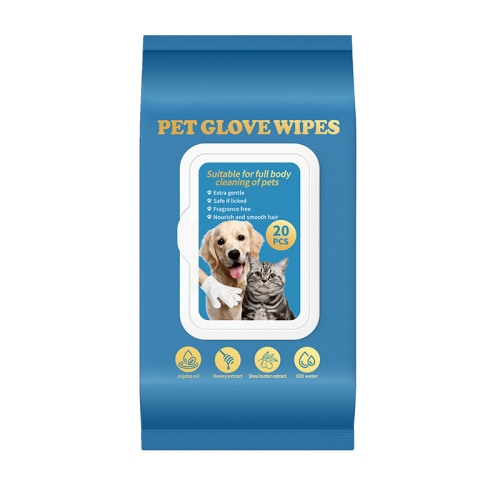 the 20-count deodorizing pet glove wipes